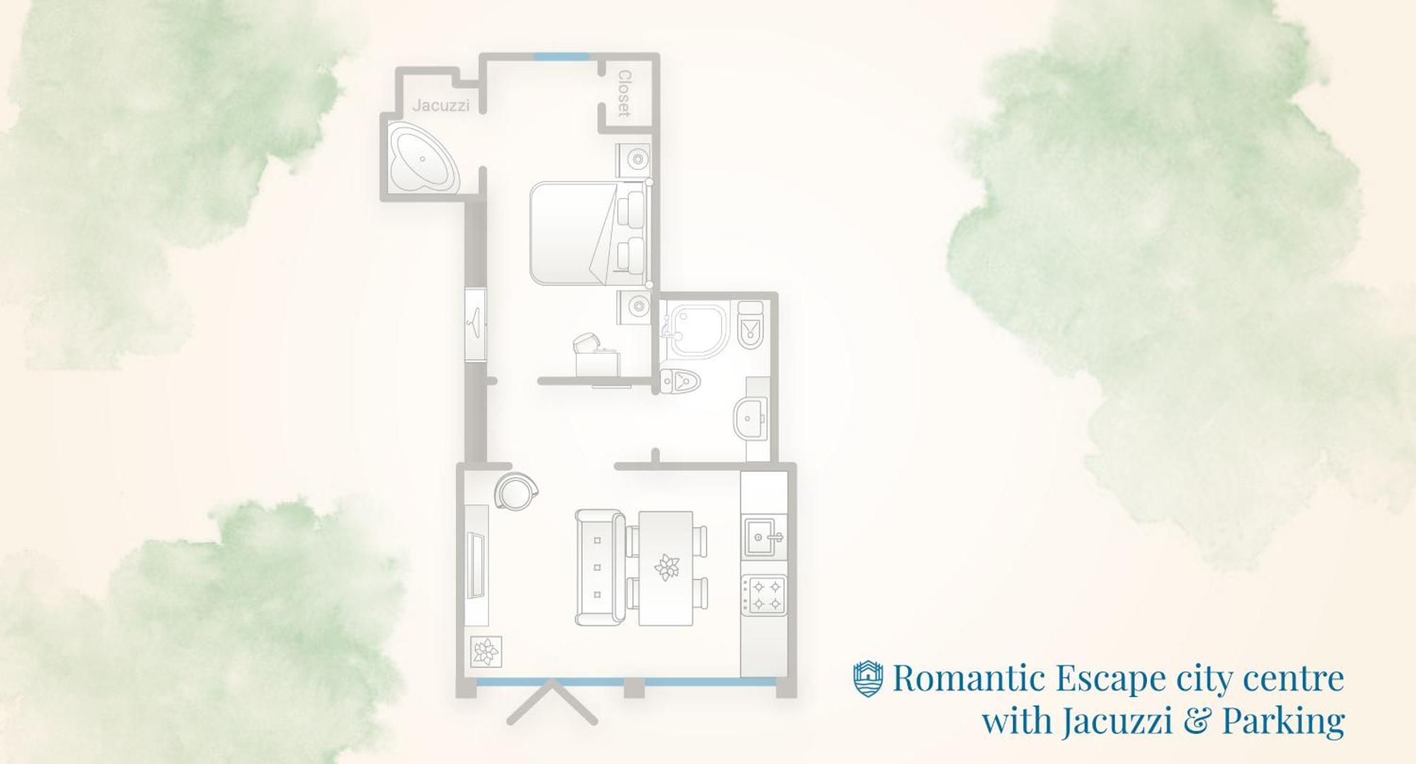 Apartment Romantic Escape Centre With Jacuzzi & Parking By Rent